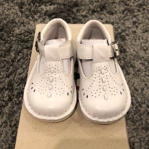 Girls Willits White Leather T-Strap Velcro Shoes